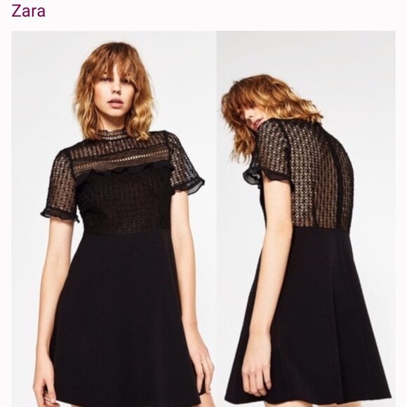 Zara Lace Black Mini Dress - Picture 4 of 5